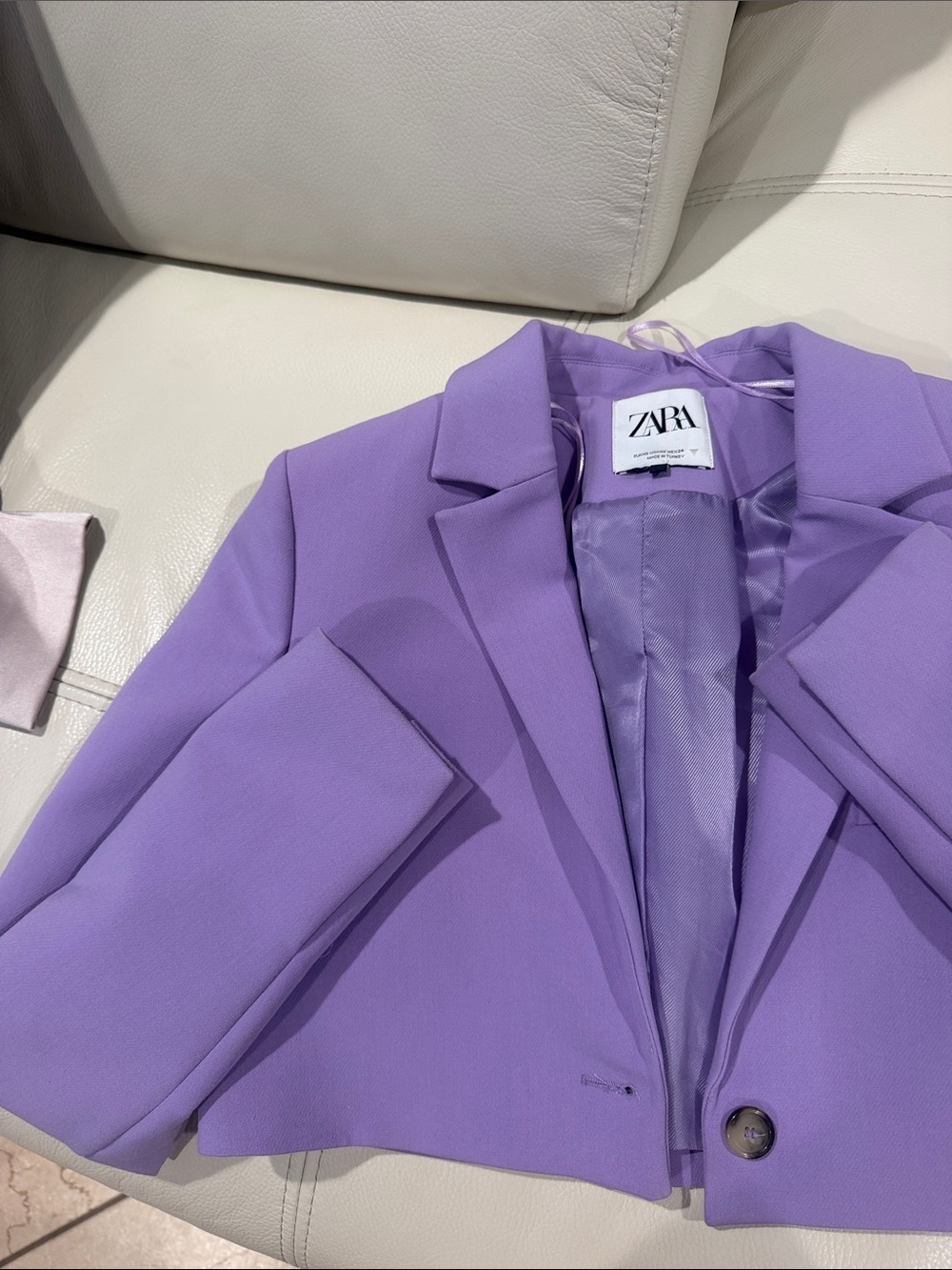 ZARA Lilac Cropped Blazer Jacket